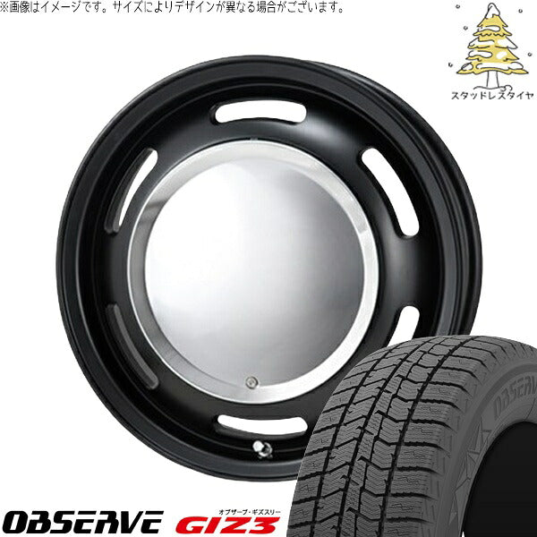 トーヨータイヤ オブザーブ ギズスリー (OBSERVE GIZ3) 145/80R13 ＋ ラグテック ネオムーン2 マットブラック 13インチ 4.00B +43 4H100P スタッドレス・ホイール4本セット。1枚目。