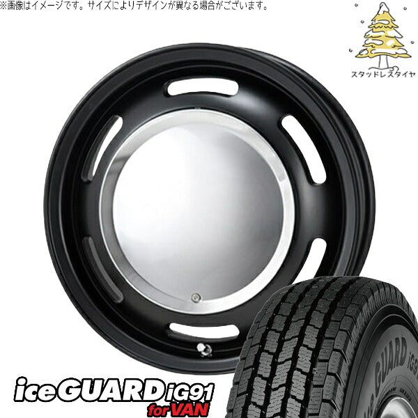 ヨコハマタイヤ アイスガード91 IG91 195/80R15 ＋ ラグテック ネオムーン2 マットブラック 15インチ 6J +33 6H139.7P スタッドレス・ホイール4本セット。1枚目。