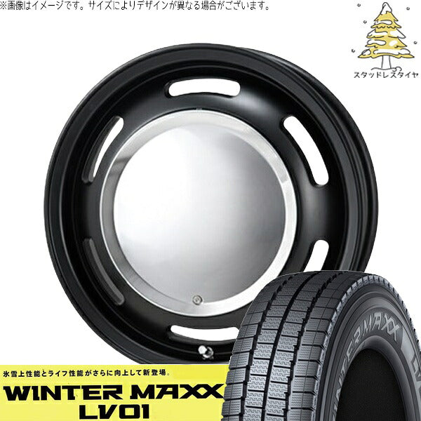 ダンロップ ウィンターマックス LV01 195/80R15 ＋ ラグテック ネオムーン2 マットブラック 15インチ 6J +33 6H139.7P スタッドレス・ホイール4本セット。1枚目。