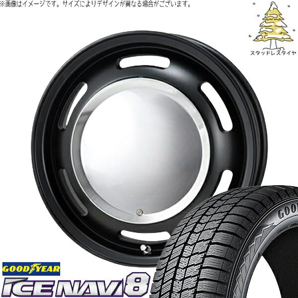 グッドイヤー アイスナビ8 175/55R15 ＋ ラグテック ネオムーン2 マットブラック 15インチ 6J +44 4H100P スタッドレス・ホイール4本セット。1枚目。