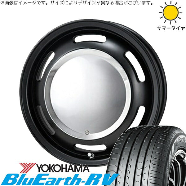 ヨコハマタイヤ ブルーアース RV03 145/80R13 ＋ ラグテック ネオムーン2 マットブラック 13インチ 4.00B +43 4H100P サマー・ホイール4本セット。1枚目。