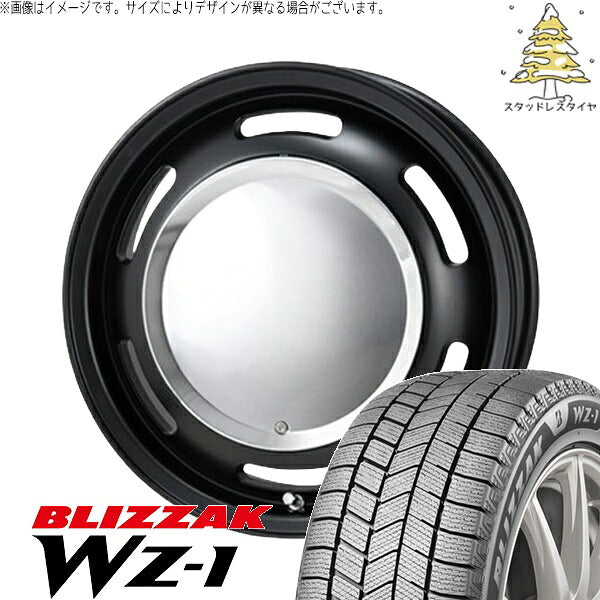 ブリヂストン ブリザック WZ-1 (BLIZZAK WZ-1) 165/65R14 ＋ ラグテック ネオムーン2 マットブラック 14インチ 4.5J +43 4H100P スタッドレス・ホイール4本セット。1枚目。