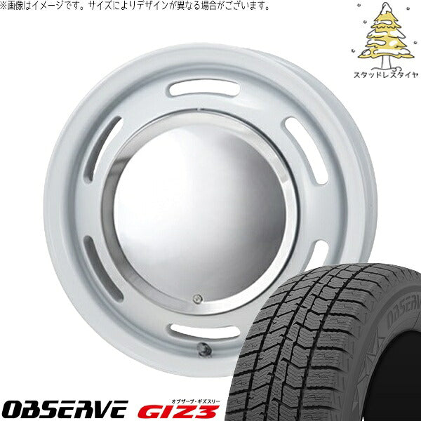 トーヨータイヤ オブザーブ ギズスリー (OBSERVE GIZ3) 155/70R13 ＋ ラグテック ネオムーン2 ホワイト 13インチ 4.00B +43 4H100P スタッドレス・ホイール4本セット。1枚目。
