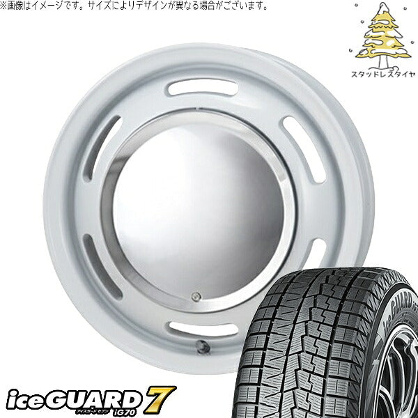 ヨコハマタイヤ アイスガードセブン IG70 165/65R14 ＋ ラグテック ネオムーン2 ホワイト 14インチ 4.5J +43 4H100P スタッドレス・ホイール4本セット。1枚目。