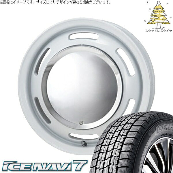 グッドイヤー アイスナビ7 155/70R13 ＋ ラグテック ネオムーン2 ホワイト 13インチ 4.00B +43 4H100P スタッドレス・ホイール4本セット。1枚目。