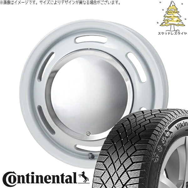 コンチネンタル バイキングコンタクト7 155/65R14 ＋ ラグテック ネオムーン2 ホワイト 14インチ 4.5J +43 4H100P スタッドレス・ホイール4本セット。1枚目。