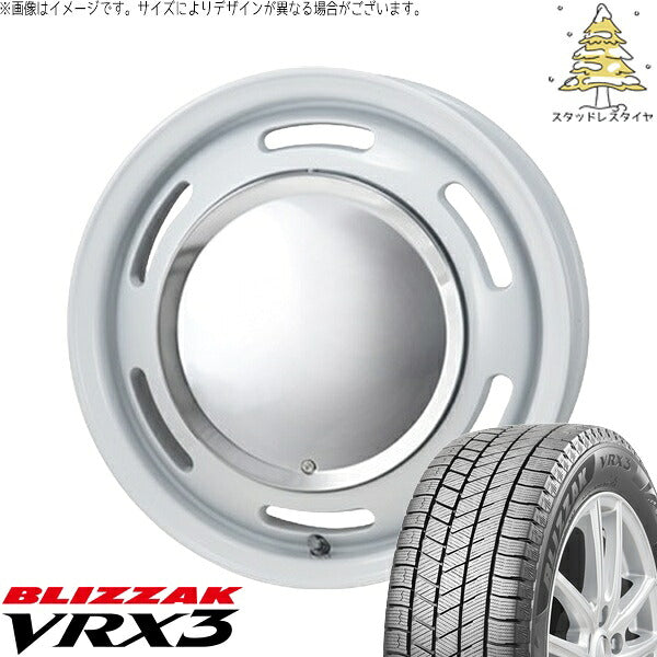 ブリヂストン ブリザック VRX3 165/55R14 ＋ ラグテック ネオムーン2 ホワイト 14インチ 4.5J +43 4H100P スタッドレス・ホイール4本セット。1枚目。
