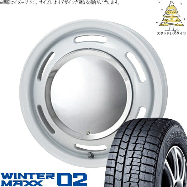 ダンロップ ウィンターマックス02 145/80R13 ＋ ラグテック ネオムーン2 ホワイト 13インチ 4.00B +43 4H100P スタッドレス・ホイール4本セット。1枚目。