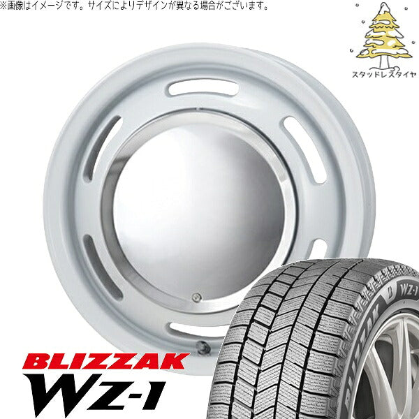 ブリヂストン ブリザック WZ-1 (BLIZZAK WZ-1) 165/70R14 ＋ ラグテック ネオムーン2 ホワイト 14インチ 4.5J +43 4H100P スタッドレス・ホイール4本セット。1枚目。