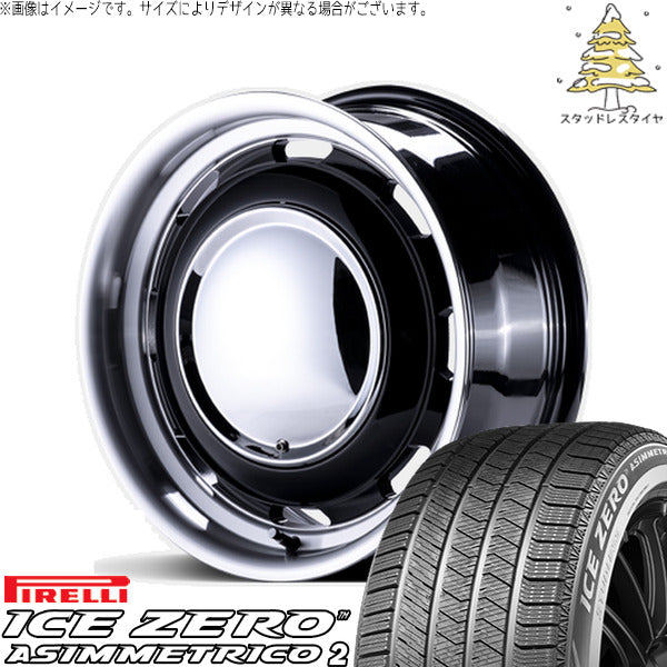 ピレリ アイスゼロアシンメトリコ2 215/65R16 ＋ ラグテック ネオムーン3 ブラック/リムポリッシュ 16インチ 6.5J +38 6H139.7P スタッドレス・ホイール4本セット。1枚目。