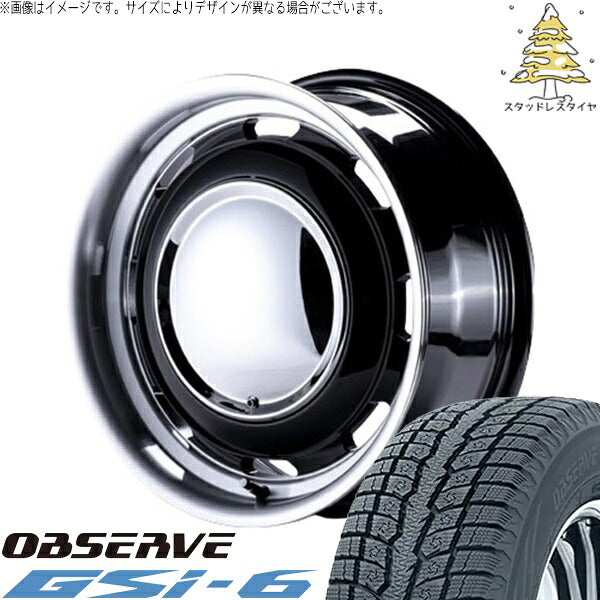 トーヨータイヤ オブザーブ Gsi-6 (OBSERVE Gsi-6) 215/70R16 ＋ ラグテック ネオムーン3 ブラック/リムポリッシュ 16インチ 6.5J +38 6H139.7P スタッドレス・ホイール4本セット。1枚目。