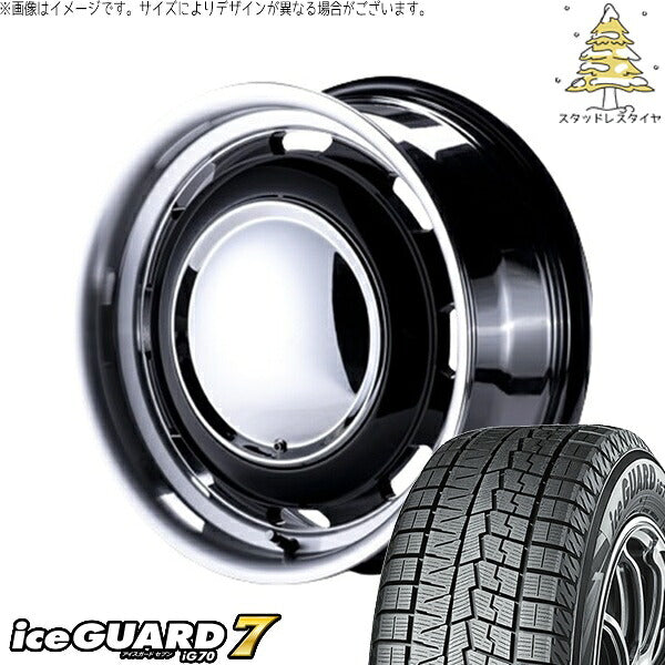ヨコハマタイヤ アイスガード セブン (iceGUARD7 IG70) 165/60R15 ＋ ラグテック ネオムーン3 ブラック/リムポリッシュ 15インチ 5J +45 4H100P スタッドレス・ホイール4本セット。1枚目。