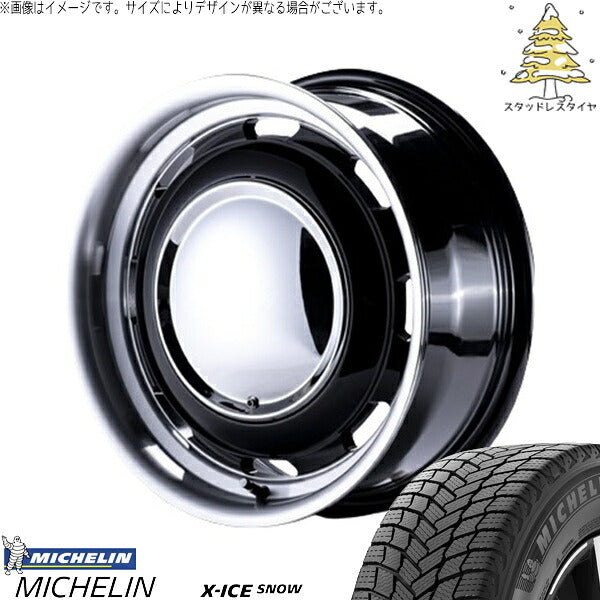 ミシュラン エックスアイス スノー (X-ICE SNOW) 215/65R16 ＋ ラグテック ネオムーン3 ブラック/リムポリッシュ 16インチ 6.5J +38 6H139.7P スタッドレス・ホイール4本セット。1枚目。