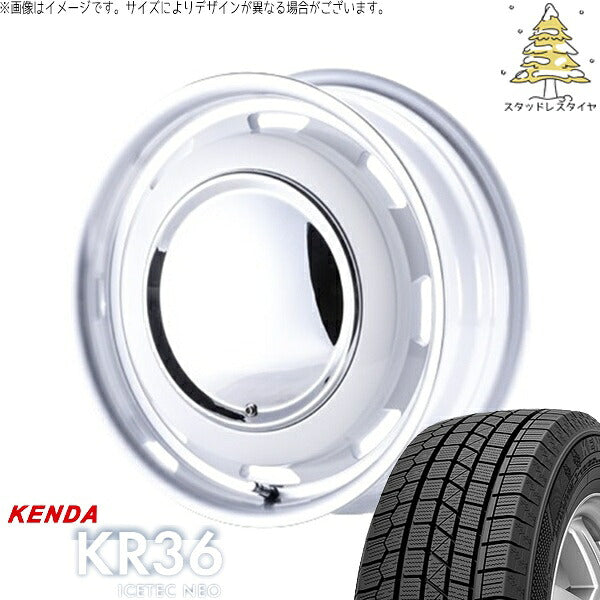 ケンダ アイステックネオ KR36 (ICETEC NEO KR36) 165/60R15 ＋ ラグテック ネオムーン3 ホワイト/リムポリッシュ 15インチ 5J +45 4H100P スタッドレス・ホイール4本セット。1枚目。