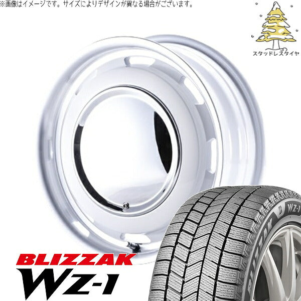 ブリヂストン ブリザック WZ-1 (BLIZZAK WZ-1) 165/55R15 ＋ ラグテック ネオムーン3 ホワイト/リムポリッシュ 15インチ 5J +45 4H100P スタッドレス・ホイール4本セット。1枚目。