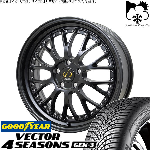 グッドイヤー ベクター4シーズンズ GEN-3 245/45R19 ＋ シュティッヒ メッシュ NR セミグロスブラック 19インチ 8J +42 5H114.3P オールシーズン・ホイール4本セット。1枚目。
