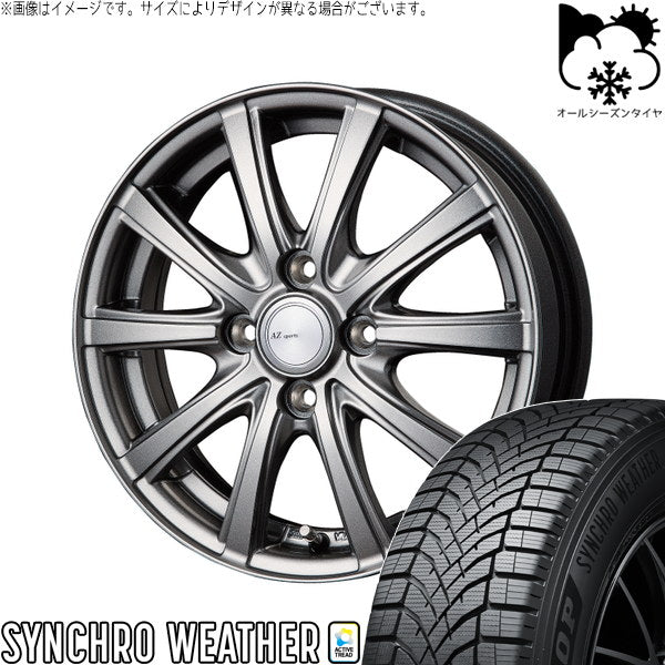 ダンロップ シンクロウェザー 165/55R15 ＋ AZ sports NR-10 メタリックグレー 15インチ 5.5J +43 4H100P オールシーズン・ホイール4本セット。1枚目。