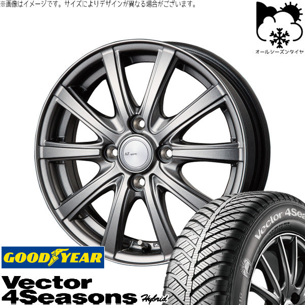 グッドイヤー ベクター4シーズンズ ハイブリッド 165/65R14 ＋ AZ sports NR-10 メタリックグレー 14インチ 5.0J +39 4H100P オールシーズン・ホイール4本セット。1枚目。