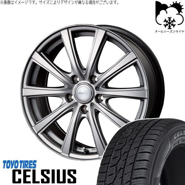 トーヨータイヤ セルシアス 225/60R17 ＋ AZ sports NR-10 メタリックグレー 17インチ 7.0J +48 5H100P オールシーズン・ホイール4本セット。1枚目。