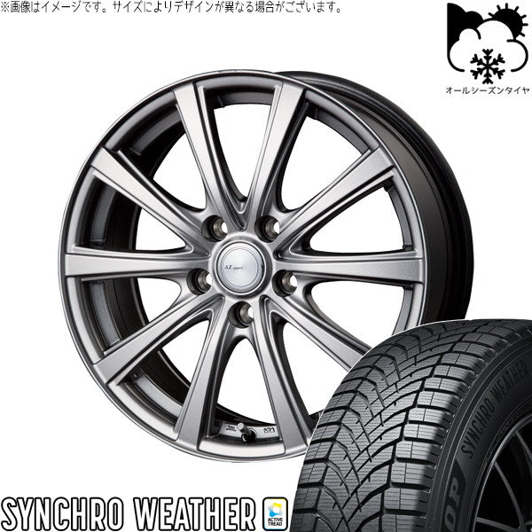 ダンロップ シンクロウェザー 195/65R15 ＋ AZ sports NR-10 メタリックグレー 15インチ 6.0J +43 5H100P オールシーズン・ホイール4本セット。1枚目。