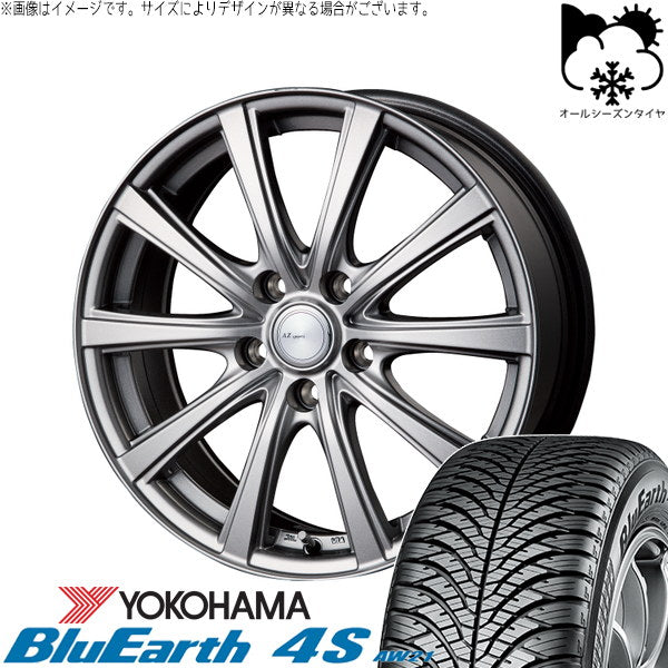 ヨコハマタイヤ ブルーアース4S AW21 195/60R17 ＋ AZ sports NR-10 メタリックグレー 17インチ 6.5J +39 5H114.3P オールシーズン・ホイール4本セット。1枚目。