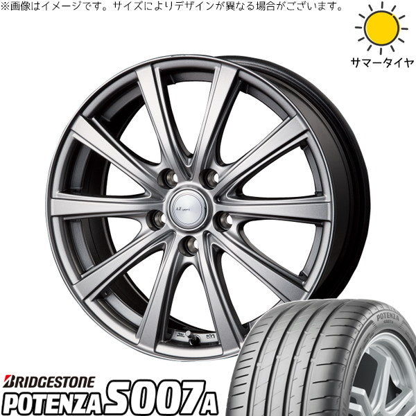 ブリヂストン ポテンザ S007A 215/50R17 ＋ AZ sports NR-10 メタリックグレー 17インチ 7.0J +53 5H114.3P サマー・ホイール4本セット。1枚目。