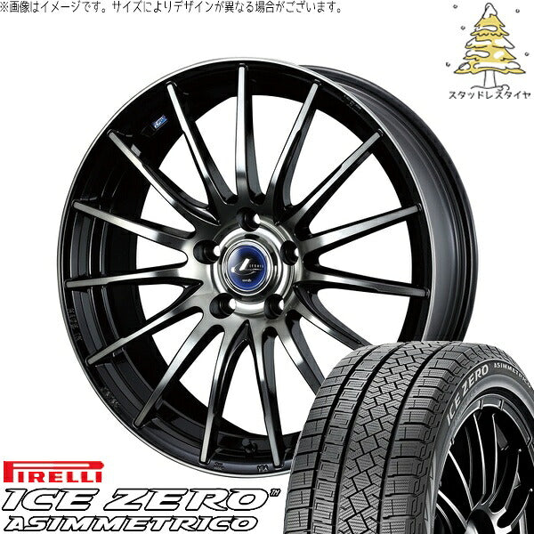 ピレリ アイスゼロアシンメトリコ 205/60R16 ＋ レオニス ナヴィア05 ブラックミラーカット/ブラッククリアー 16インチ 6.5J +52 5H114.3P スタッドレス・ホイール4本セット。1枚目。