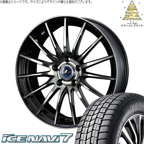 グッドイヤー アイスナビ7 225/55R17 ＋ レオニス ナヴィア05 ブラックミラーカット/ブラッククリアー 17インチ 7J +42 5H114.3P スタッドレス・ホイール4本セット。1枚目。