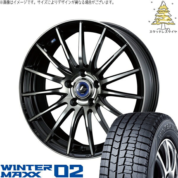 ダンロップ ウィンターマックス02 215/60R17 ＋ レオニス ナヴィア05 ブラックミラーカット/ブラッククリアー 17インチ 7J +47 5H114.3P スタッドレス・ホイール4本セット。1枚目。