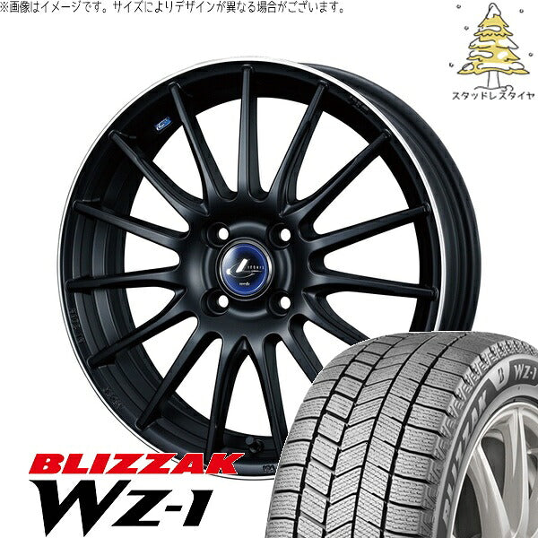ブリヂストン ブリザック WZ-1 175/60R16 ＋ レオニス ナヴィア05 マットブラックリムポリッシュ 16インチ 6J +45 4H100P スタッドレス・ホイール4本セット。1枚目。