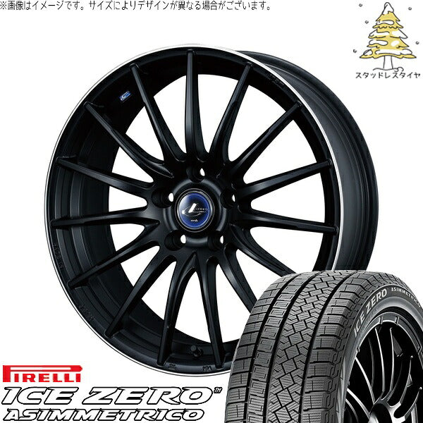 ピレリ アイスゼロアシンメトリコ 225/50R18 ＋ レオニス ナヴィア05 マットブラックリムポリッシュ 18インチ 7J +47 5H114.3P スタッドレス・ホイール4本セット。1枚目。