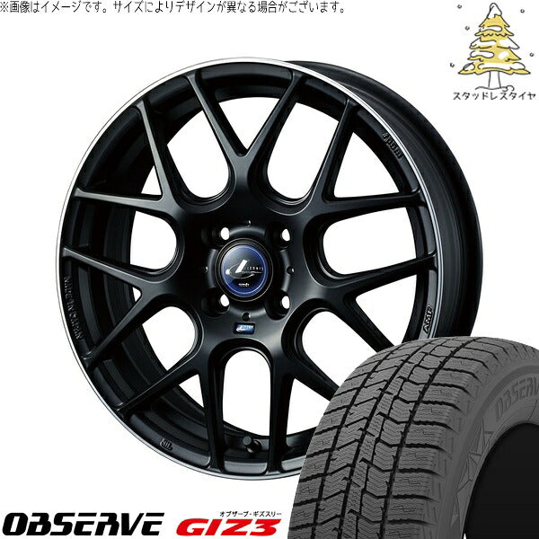 トーヨータイヤ オブザーブ GIZ3 165/55R15 ＋ レオニス ナヴィア06 マットブラックリムポリッシュ 15インチ 4.5J +45 4H100P スタッドレス・ホイール4本セット。1枚目。
