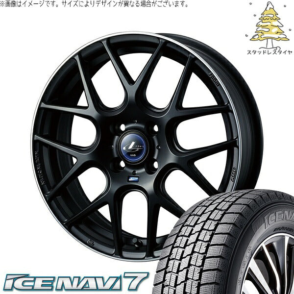 グッドイヤー アイスナビ7 165/60R15 ＋ レオニス ナヴィア06 マットブラックリムポリッシュ 15インチ 4.5J +45 4H100P スタッドレス・ホイール4本セット。1枚目。