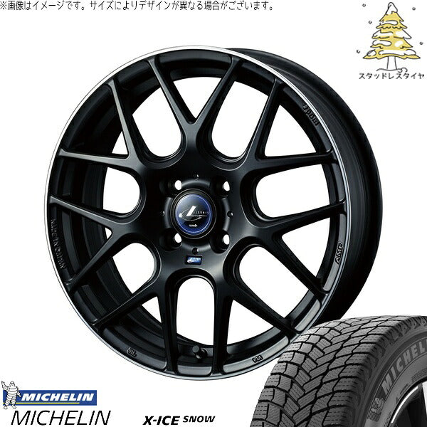 ミシュラン エックスアイス スノー 175/65R15 ＋ レオニス ナヴィア06 マットブラックリムポリッシュ 15インチ 4.5J +45 4H100P スタッドレス・ホイール4本セット。1枚目。