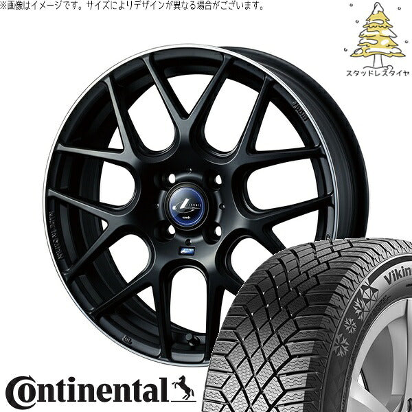 コンチネンタル バイキングコンタクト7 195/50R16 ＋ レオニス ナヴィア06 マットブラックリムポリッシュ 16インチ 6J +45 4H100P スタッドレス・ホイール4本セット。1枚目。