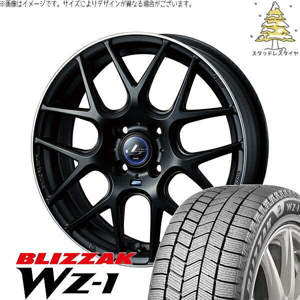 ブリヂストン ブリザック WZ-1 175/60R16 ＋ レオニス ナヴィア06 マットブラックリムポリッシュ 16インチ 6J +45 4H100P スタッドレス・ホイール4本セット。1枚目。