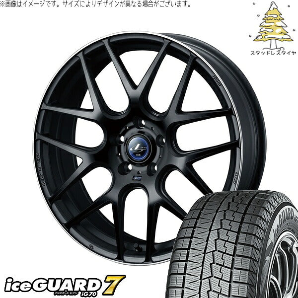 ヨコハマタイヤ アイスガードセブン IG70 215/60R17 ＋ レオニス ナヴィア06 マットブラックリムポリッシュ 17インチ 7J +47 5H114.3P スタッドレス・ホイール4本セット。1枚目。