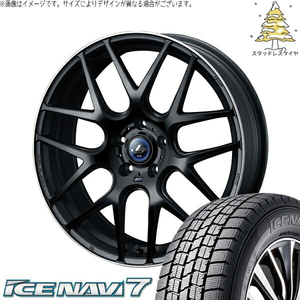 グッドイヤー アイスナビ7 215/40R18 ＋ レオニス ナヴィア06 マットブラックリムポリッシュ 18インチ 7J +47 5H114.3P スタッドレス・ホイール4本セット。1枚目。