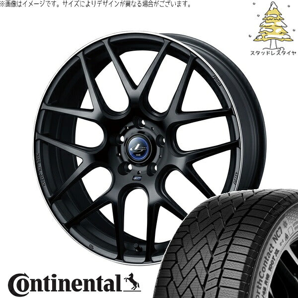 コンチネンタル ノースコンタクト NC7 225/55R18 ＋ レオニス ナヴィア06 マットブラックリムポリッシュ 18インチ 7J +47 5H100P スタッドレス・ホイール4本セット。1枚目。