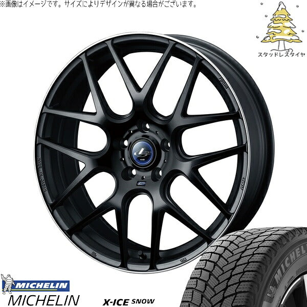 ミシュラン エックスアイス スノー 225/55R18 ＋ レオニス ナヴィア06 マットブラックリムポリッシュ 18インチ 8J +42 5H114.3P スタッドレス・ホイール4本セット。1枚目。