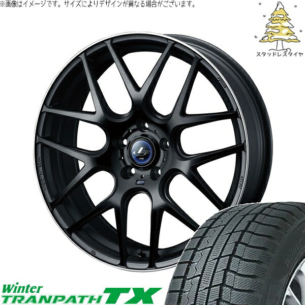 トーヨータイヤ ウィンタートランパス TX 225/55R18 ＋ レオニス ナヴィア06 マットブラックリムポリッシュ 18インチ 7J +47 5H100P スタッドレス・ホイール4本セット。1枚目。