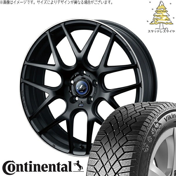 コンチネンタル バイキングコンタクト7 205/55R17 ＋ レオニス ナヴィア06 マットブラックリムポリッシュ 17インチ 7J +53 5H114.3P スタッドレス・ホイール4本セット。1枚目。