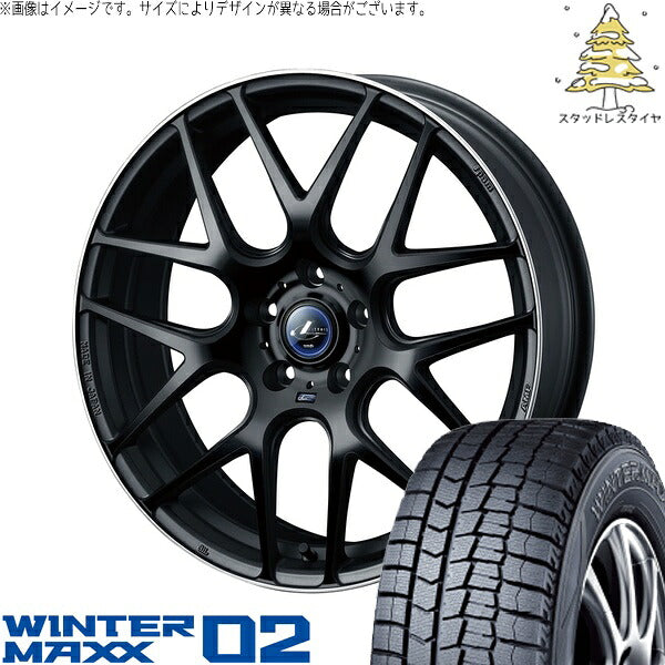 ダンロップ ウィンターマックス02 215/45R17 ＋ レオニス ナヴィア06 マットブラックリムポリッシュ 17インチ 7J +47 5H114.3P スタッドレス・ホイール4本セット。1枚目。