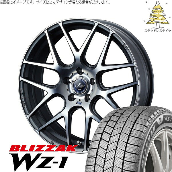 ブリヂストン ブリザック WZ-1 215/55R17 ＋ レオニス ナヴィア06 マットガンメタマシニングカット 17インチ 7J +47 5H114.3P スタッドレス・ホイール4本セット。1枚目。