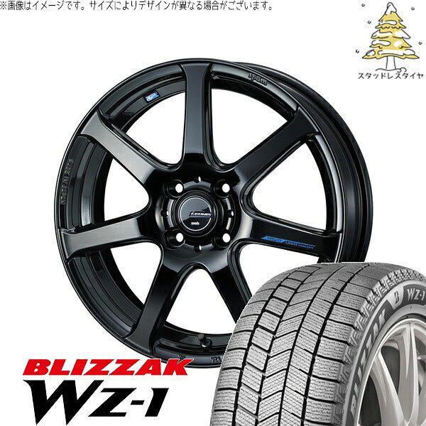 ブリヂストン ブリザック WZ-1 175/60R16 ＋ レオニス ナヴィア07 プレミアムブラック 16インチ 5J +45 4H100P スタッドレス・ホイール4本セット。1枚目。