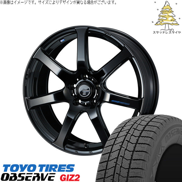 トーヨータイヤ OBSERVE 225/45R18 ＋ レオニス ナヴィア07 プレミアムブラック 18インチ 7J +47 5H114.3P スタッドレス・ホイール4本セット。1枚目。
