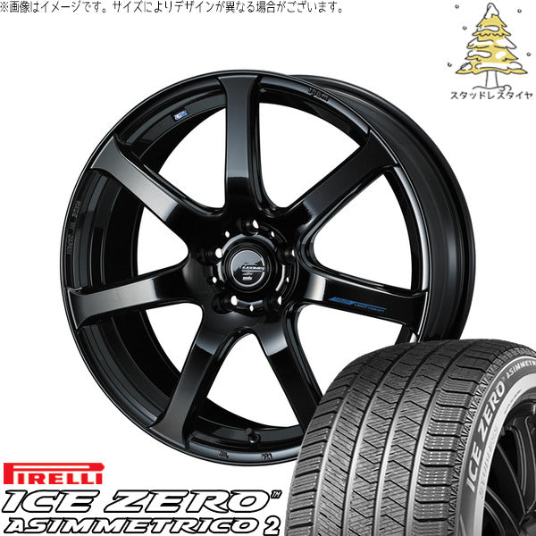 ピレリ アイスゼロアシンメトリコ2 215/55R17 ＋ レオニス ナヴィア07 プレミアムブラック 17インチ 6.5J +53 5H114.3P スタッドレス・ホイール4本セット。1枚目。