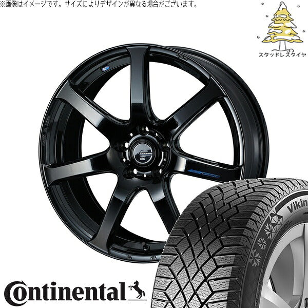 コンチネンタル バイキングコンタクト7 205/55R17 ＋ レオニス ナヴィア07 プレミアムブラック 17インチ 7J +47 5H114.3P スタッドレス・ホイール4本セット。1枚目。