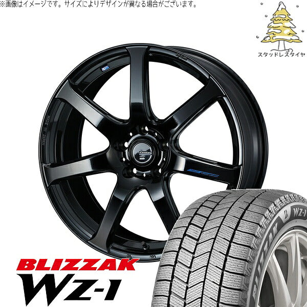 ブリヂストン ブリザック WZ-1 225/55R18 ＋ レオニス ナヴィア07 プレミアムブラック 18インチ 8J +42 5H114.3P スタッドレス・ホイール4本セット。1枚目。