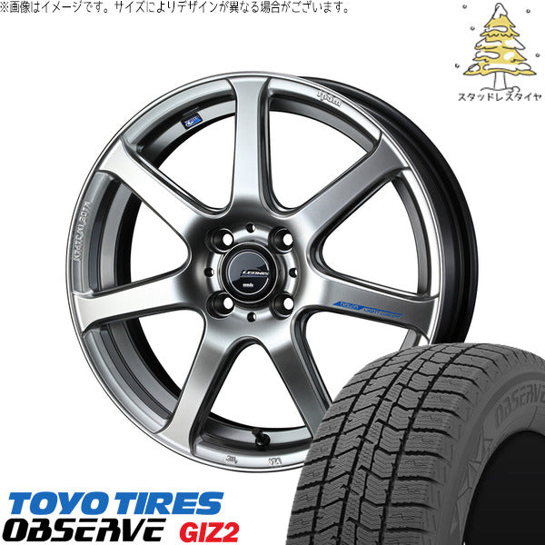 トーヨータイヤ OBSERVE 195/65R16 ＋ レオニス ナヴィア07 ハイパーシルバーブラック 16インチ 6J +45 4H100P スタッドレス・ホイール4本セット。1枚目。